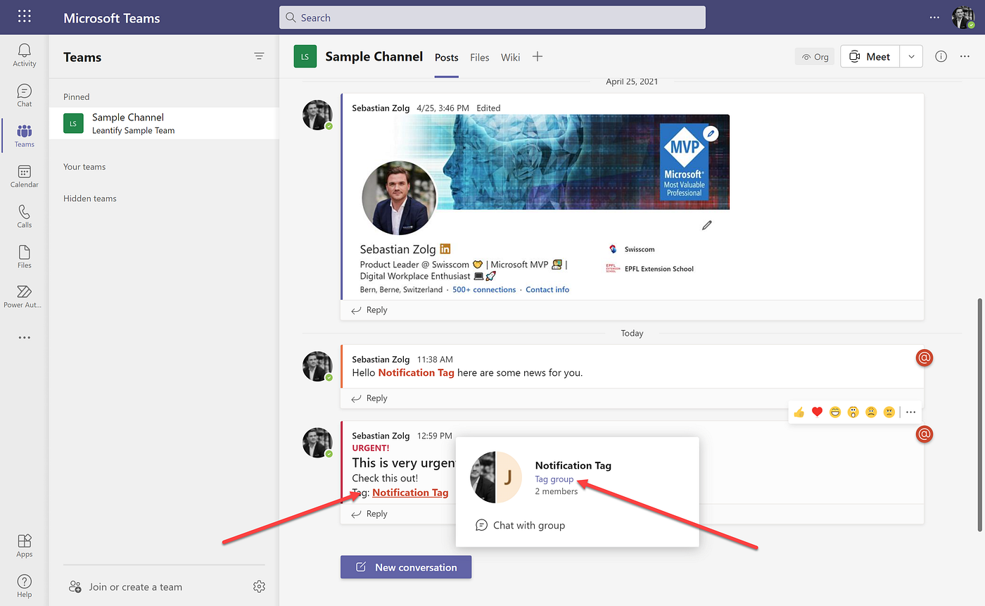 Mention a Tag in Microsoft Teams with Power Automate by Sebastian