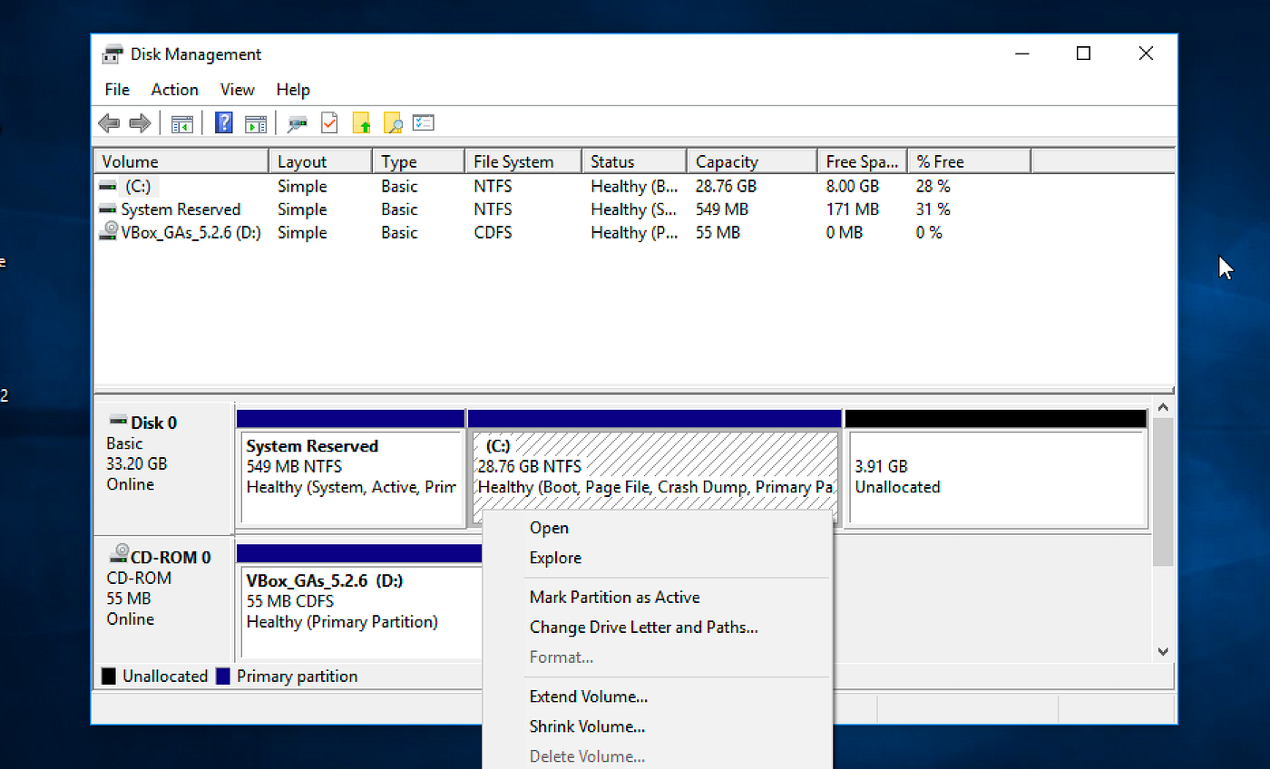 Increasing Storage Space for a Windows VirtualBox VM on Mac OS X by