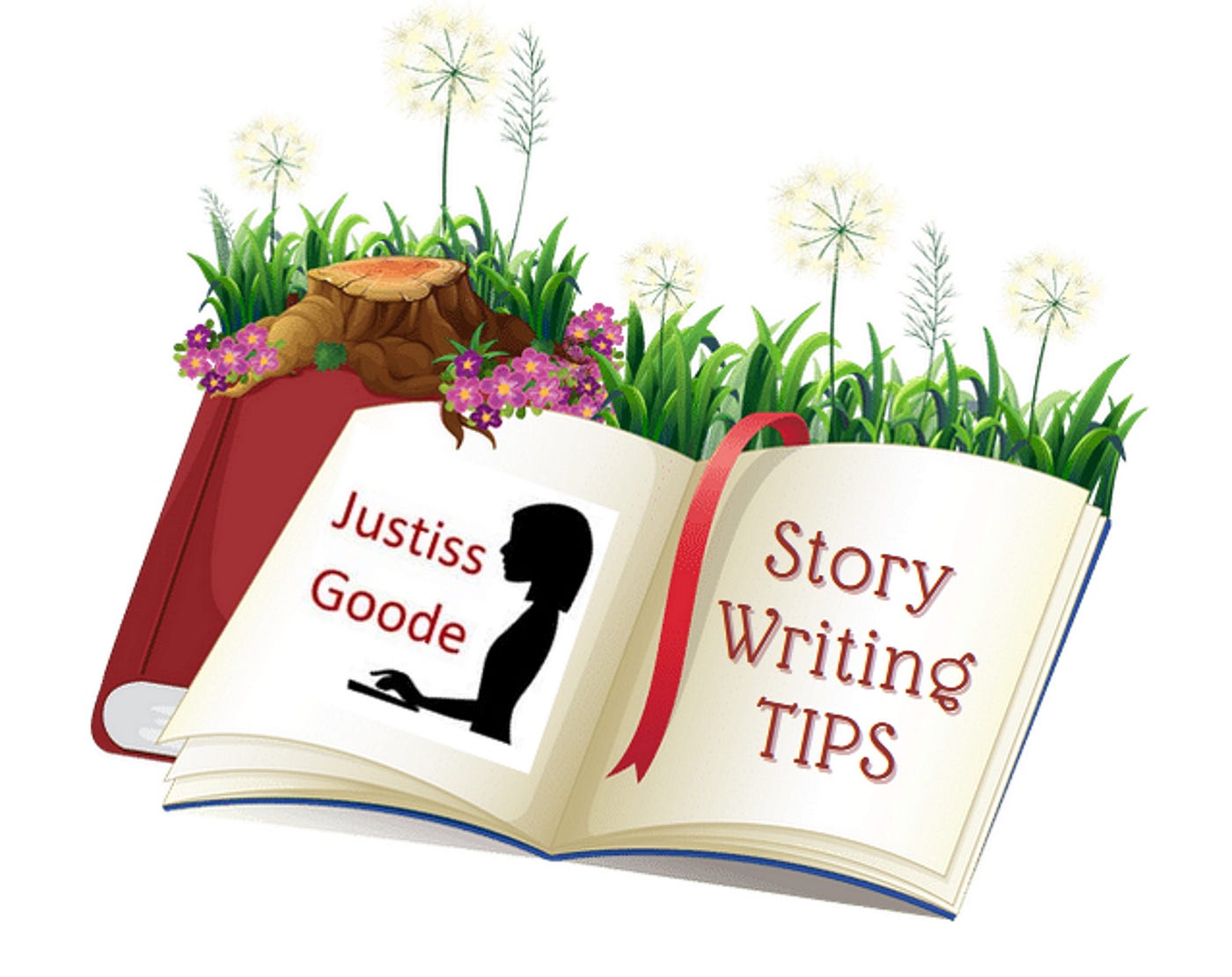Image of storybook with Justiss Goode logo and title.