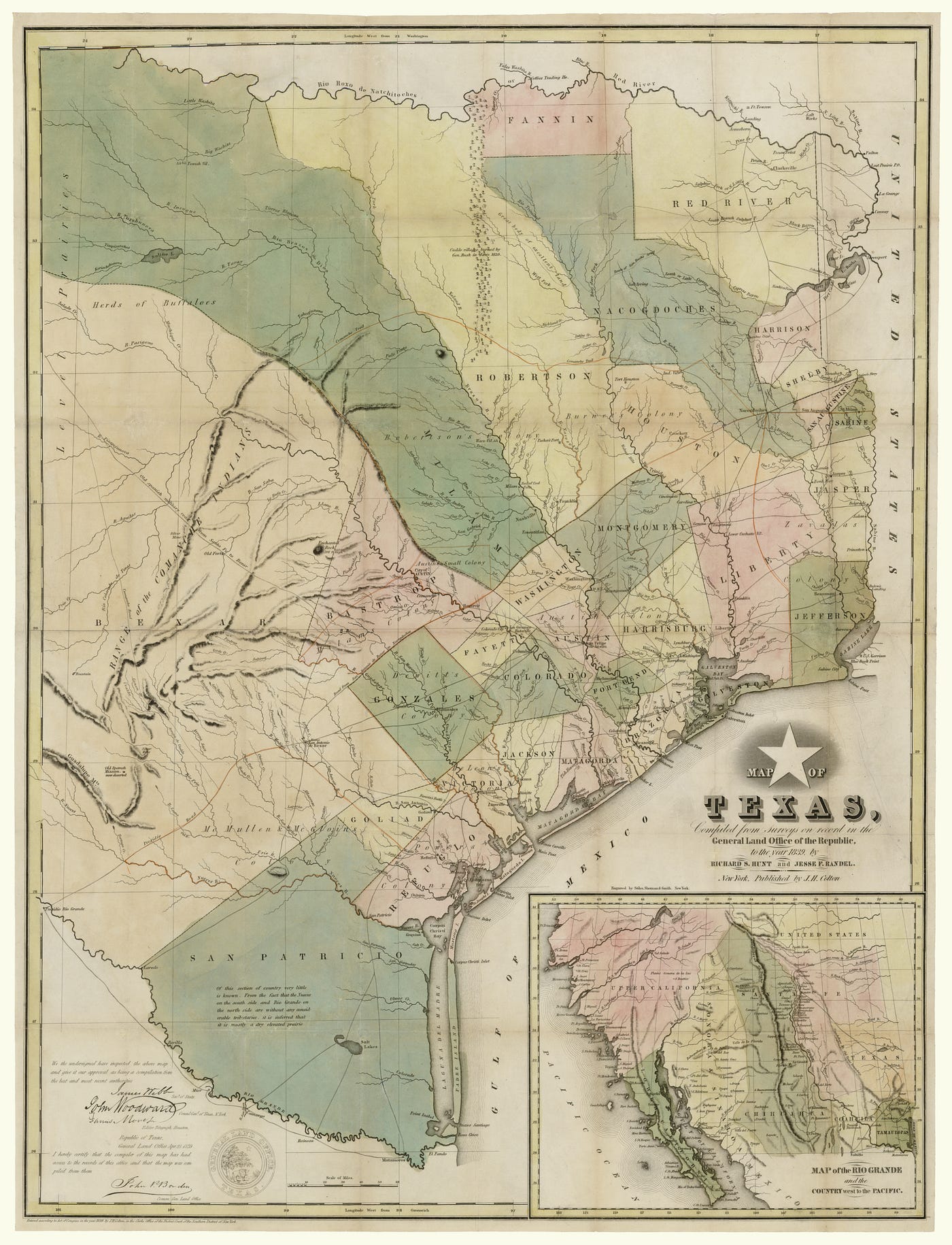 General Land Office Maps Map Of Texas Compiled From Surveys On Record In The General Land Office Of The Republic 1839 By Texas General Land Office Save Texas History Medium