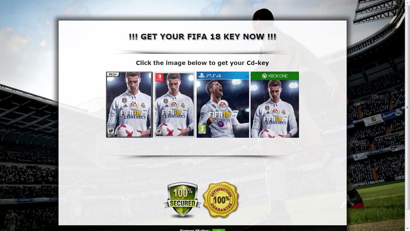 FIFA 18 Code Download Xbox ONE PS4 PC Switch.