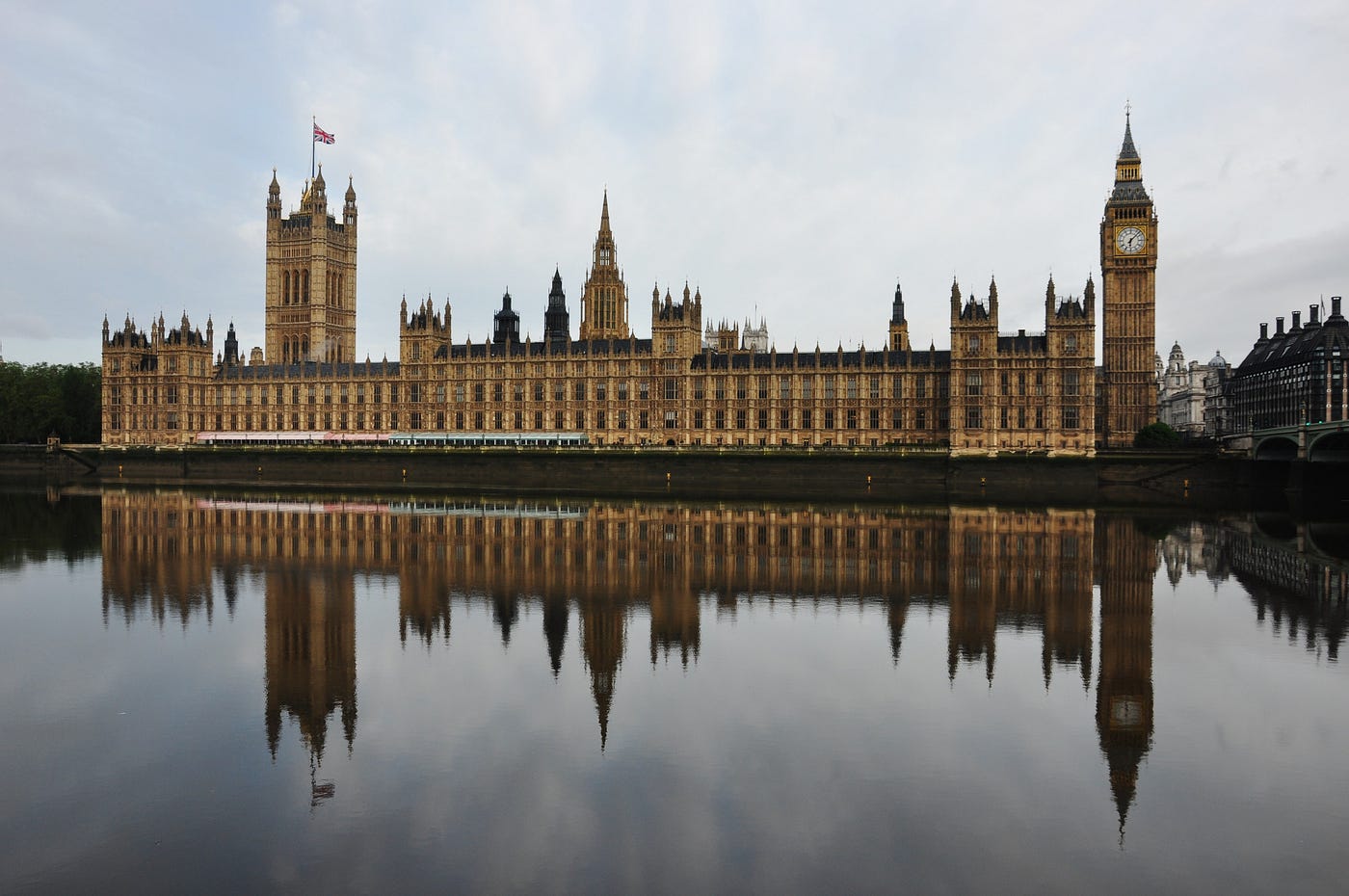 The Houses of Parliament and their reflection on the river Thames