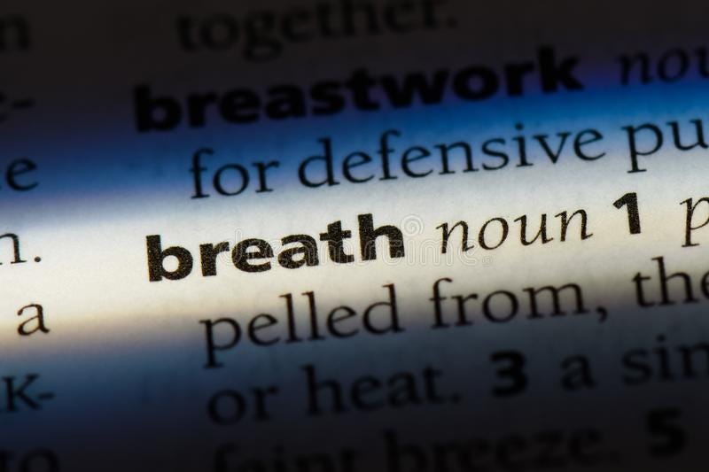 An excerpt from a dictionary, Breath, noun, hightlighted breath