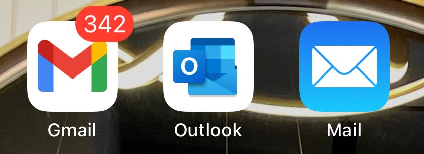 Gmail, Outlook and Apple’s mail icons.