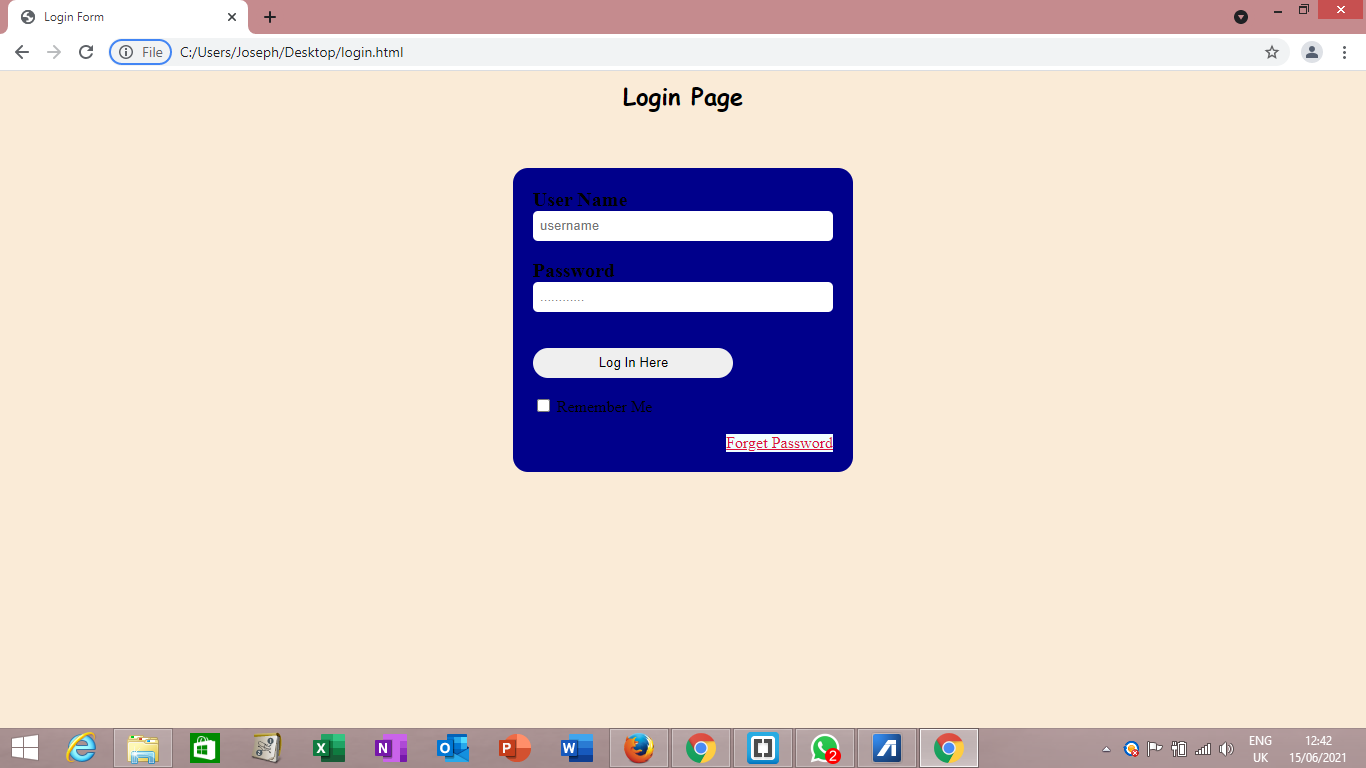 HOW TO CREATE A LOGIN FORM USING HTML AND CSS | by Joseph Warrie | Medium