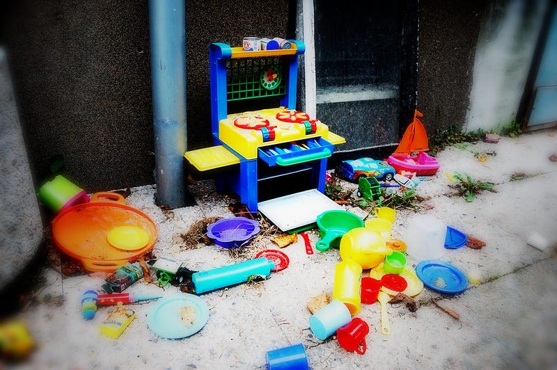 A bunch of scattered toys.