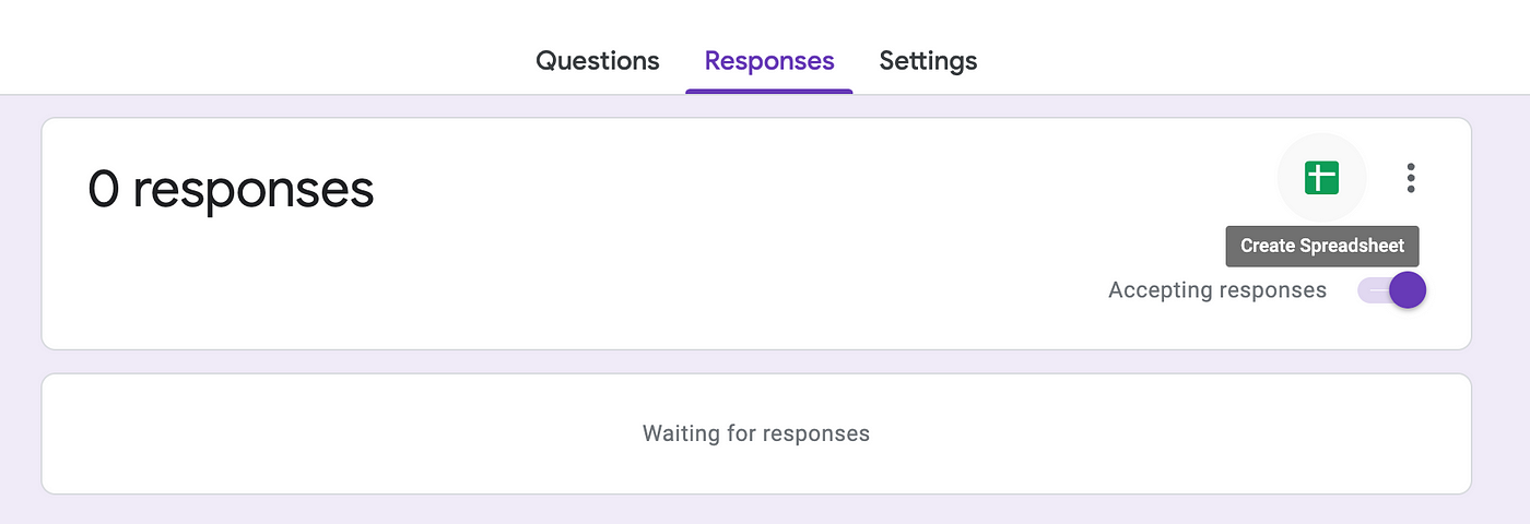 Create a spreadsheet to view your responses