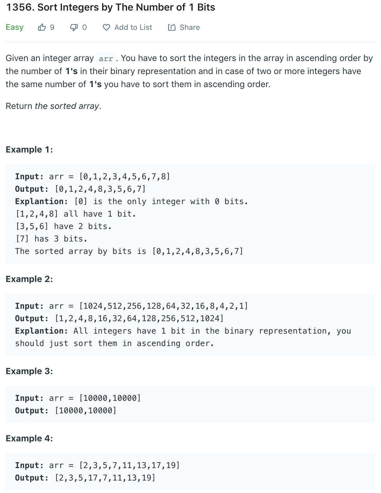 Leetcode 1356: Sort Integers by The Number of 1 Bits | by Pierre-Marie  Poitevin | Medium