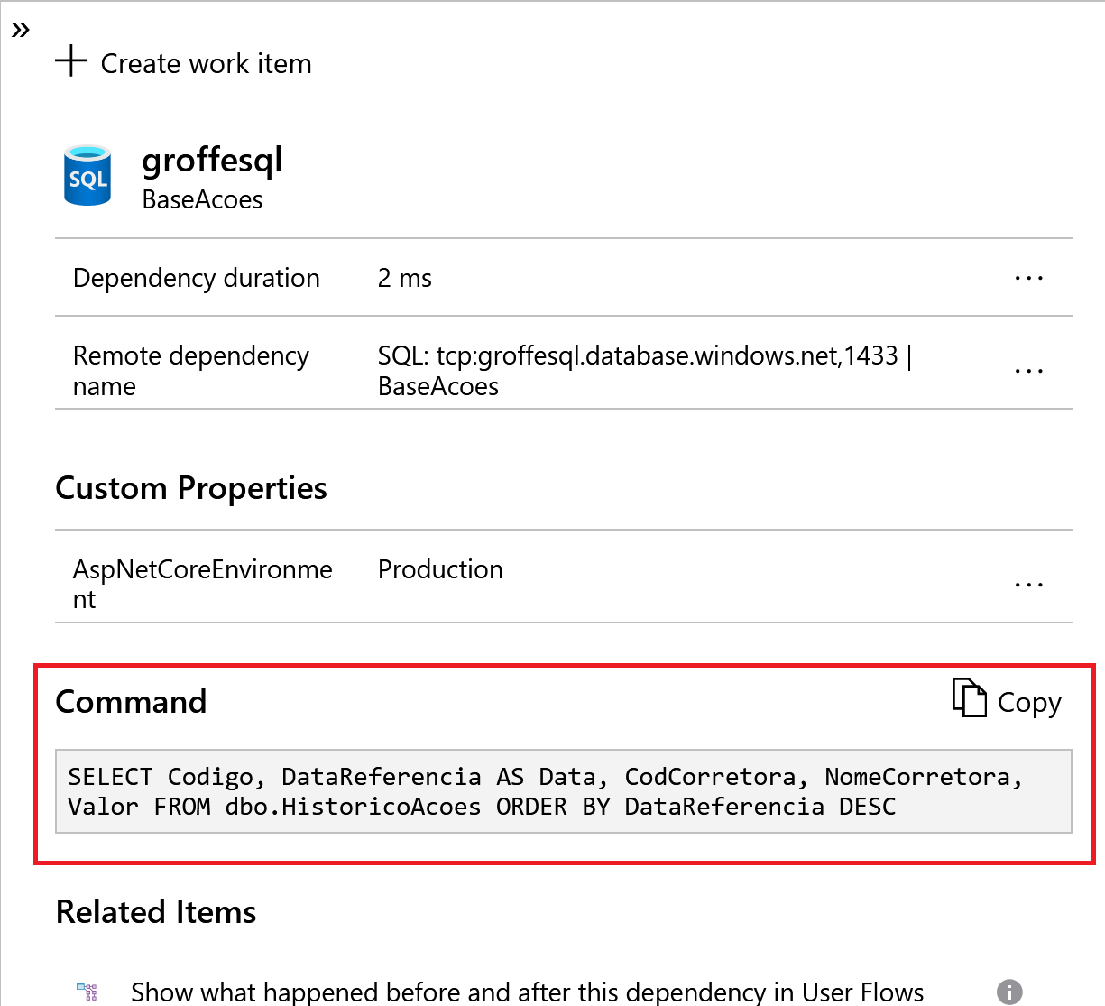 Core + Dapper + EF Core + Application Insights logando