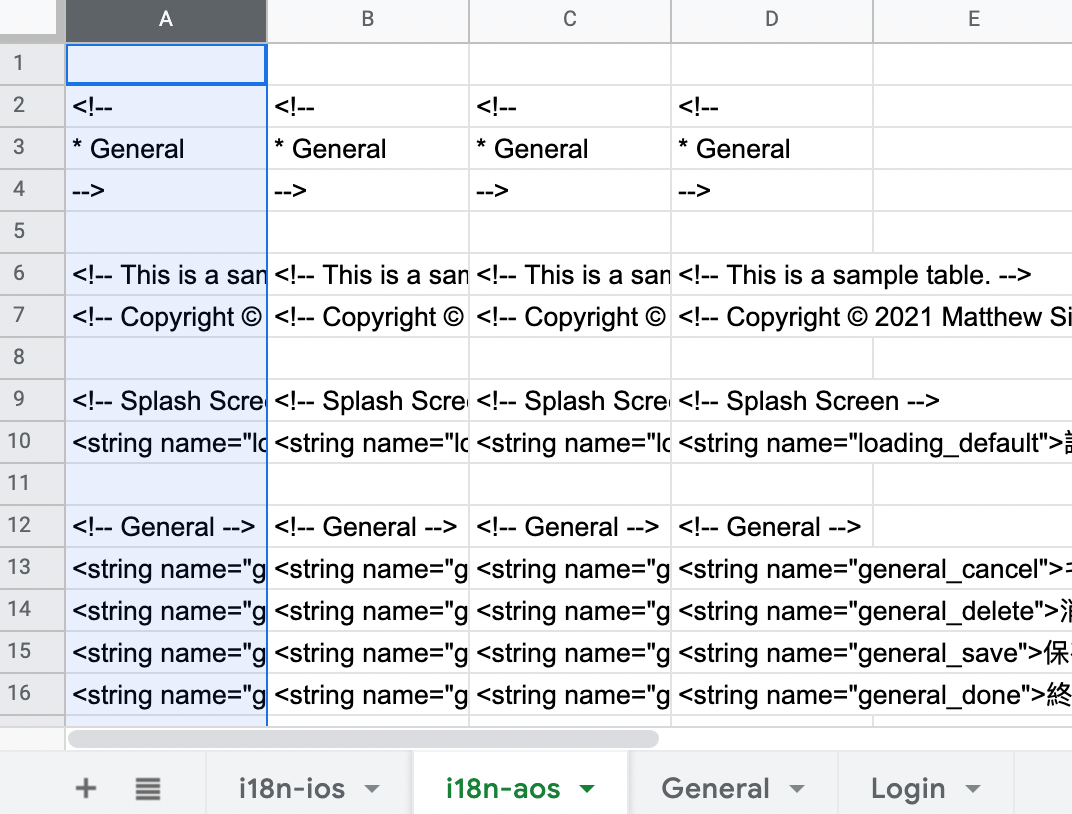 How to convert an i18n Google Sheets to iOS Localizable.strings and