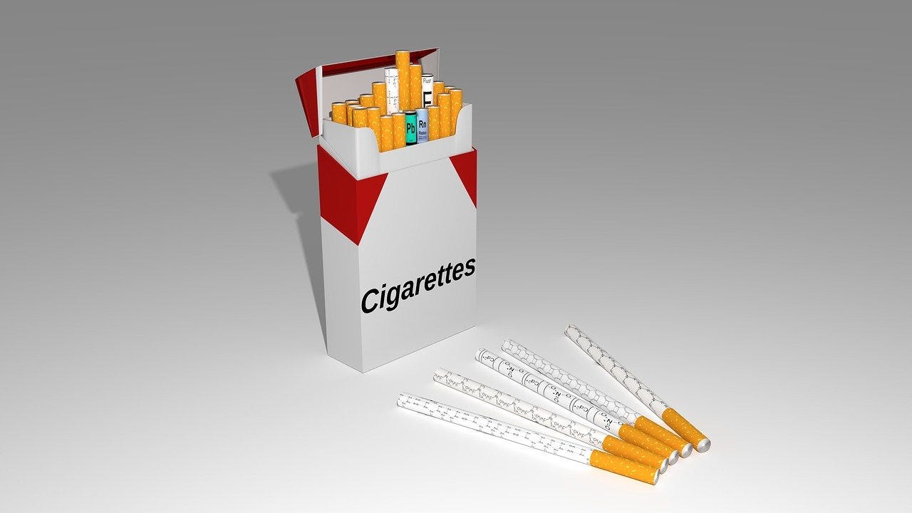 Opened pack of cigarettes