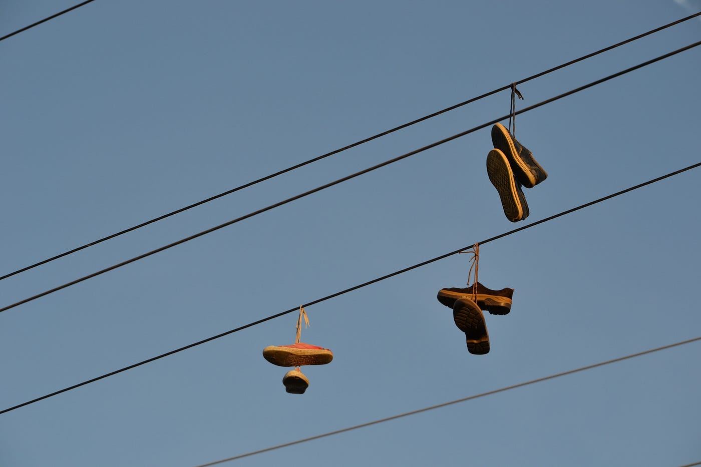 shoes on wire