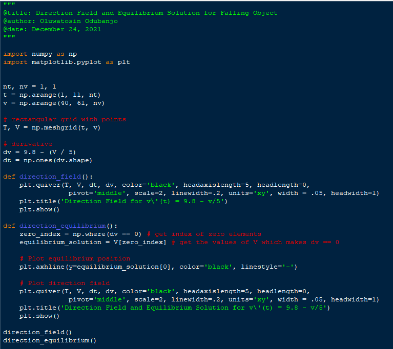 How to Plot a Direction Field with Python | by Oluwatosin Odubanjo | Medium