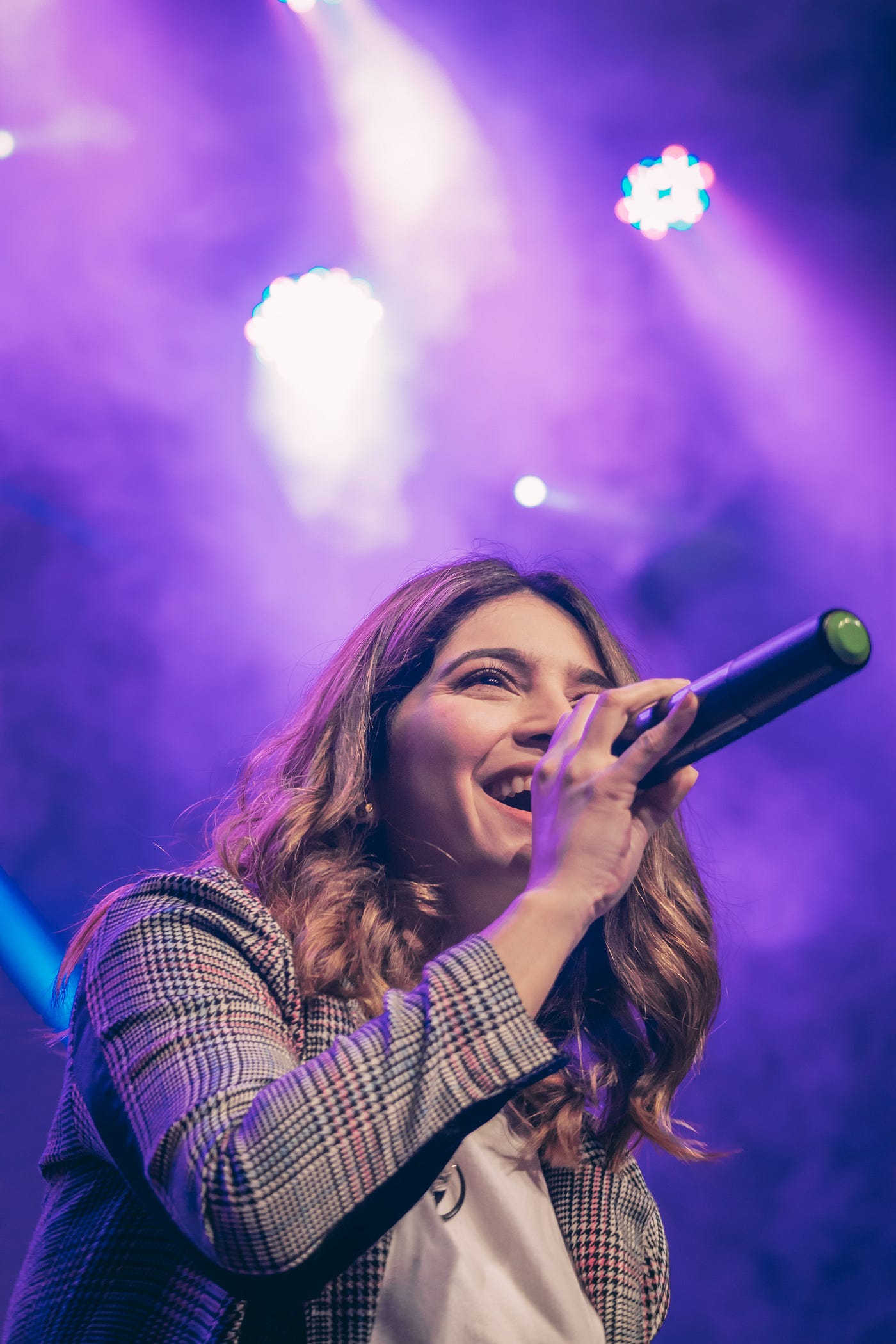 Woman with a microphone