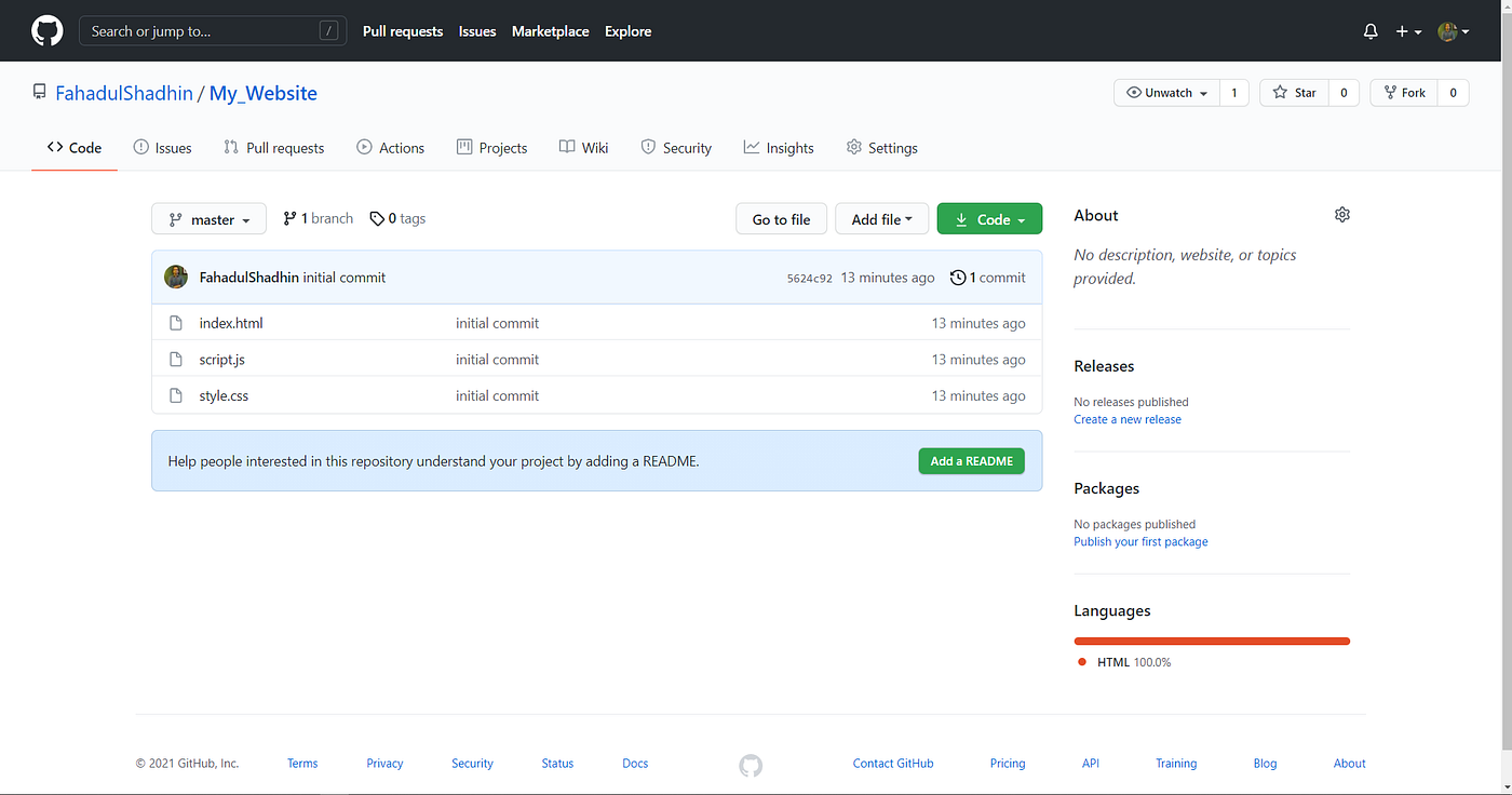 How to Publish Your Static Website on GitHub | by Fahadul Shadhin | Dev  Genius