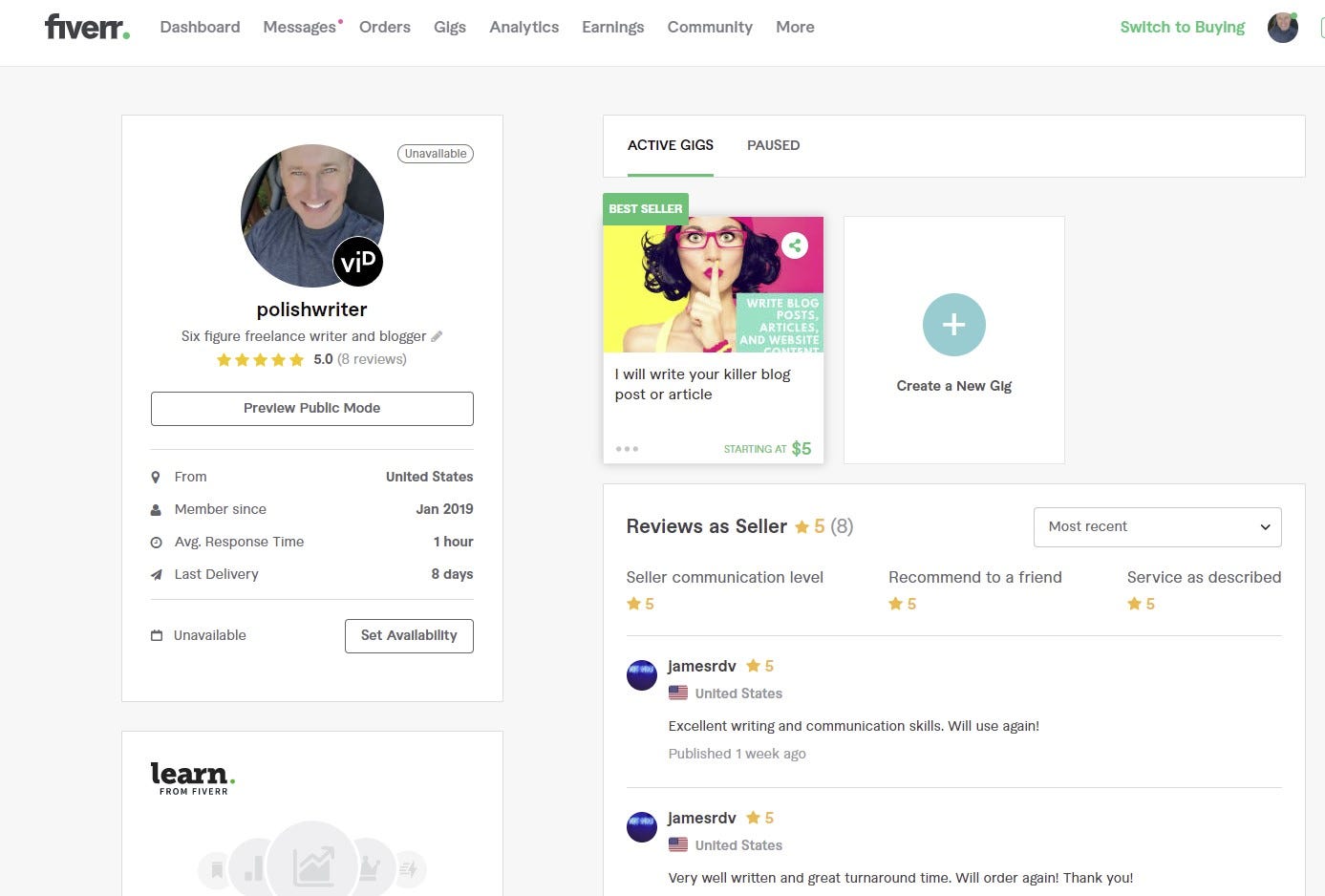 How I Went From 0 To Over 1 000 On Fiverr The Bald Writer