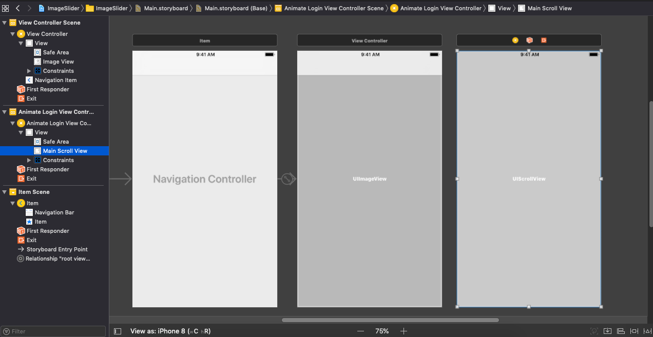 SliderAnimation using UIImageView and scrollView in Swift by