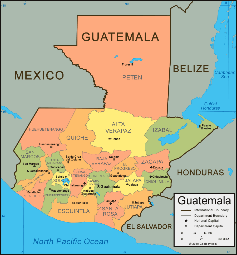 Map of Guatemala. 