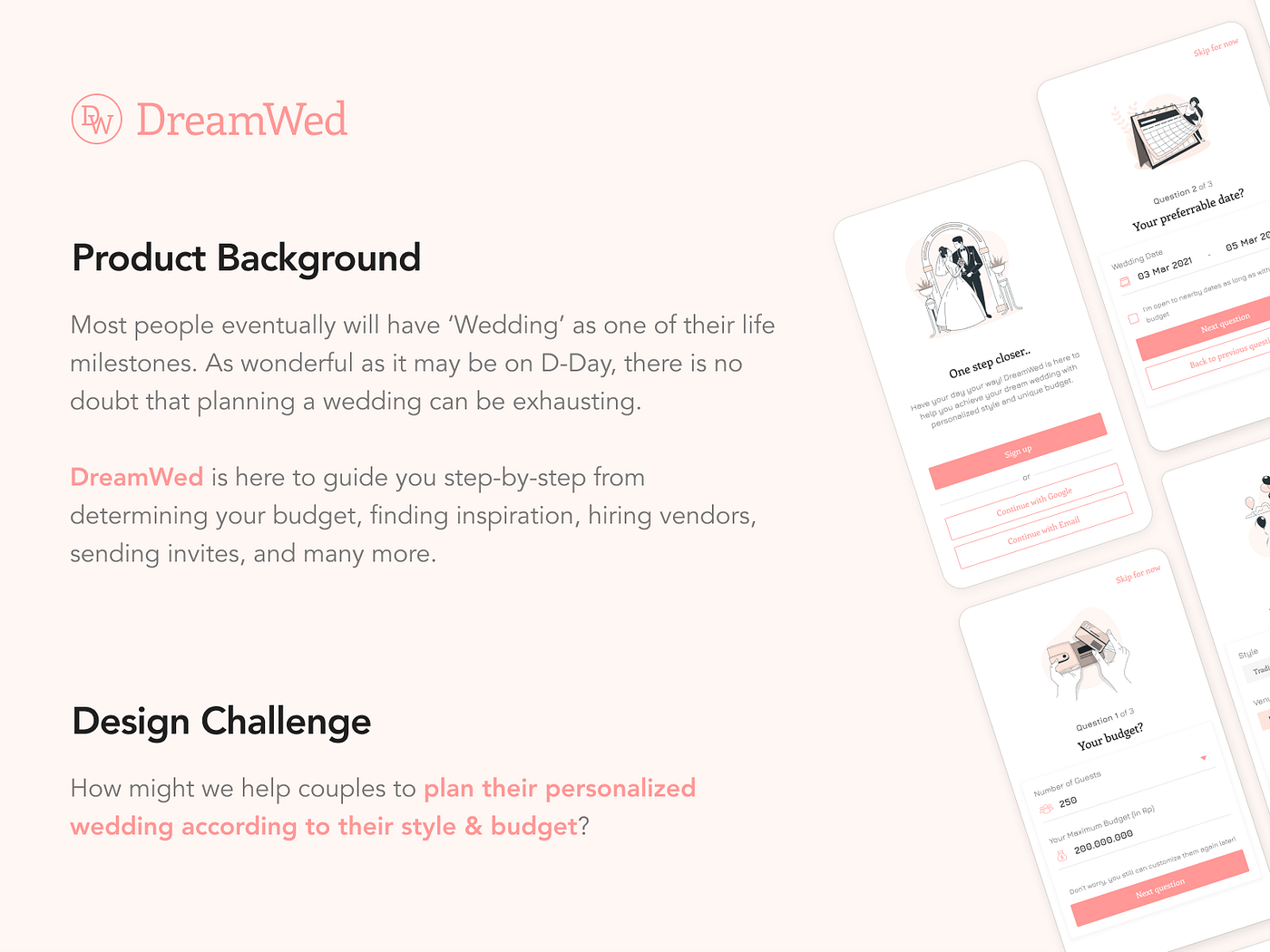The Design of DreamWed Wedding Planner | Medium