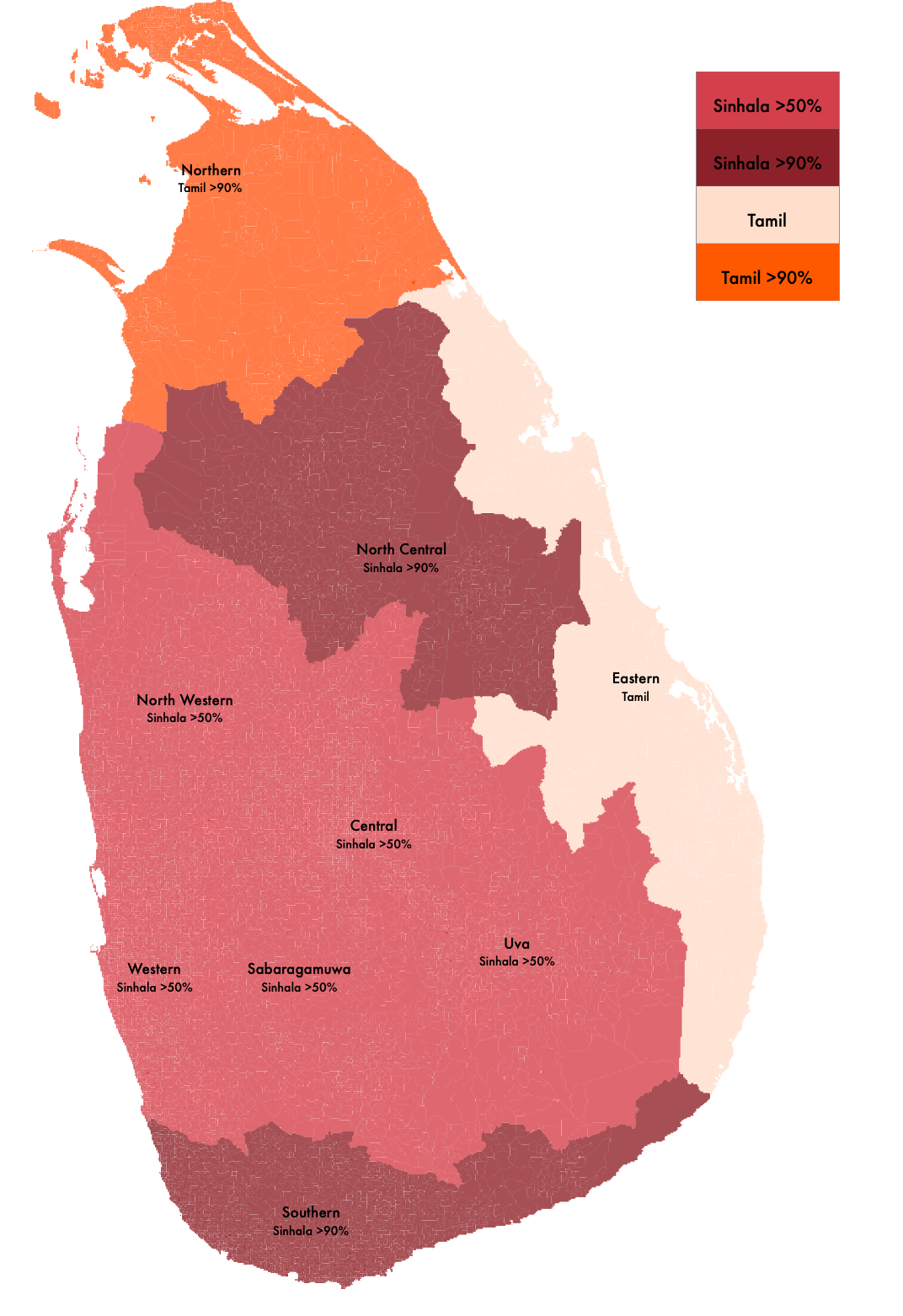 Sri Lanka District Map Sinhala Multi-Ethnic Sri Lanka. Some Visualizations | By Nuwan I. Senaratna | On  Politics | Medium
