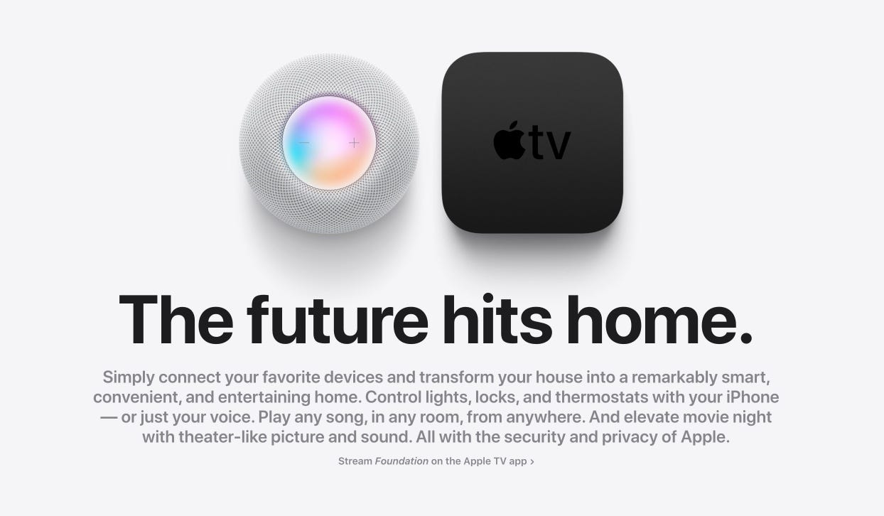 example of center aligned text from apple.com promoting the appletv