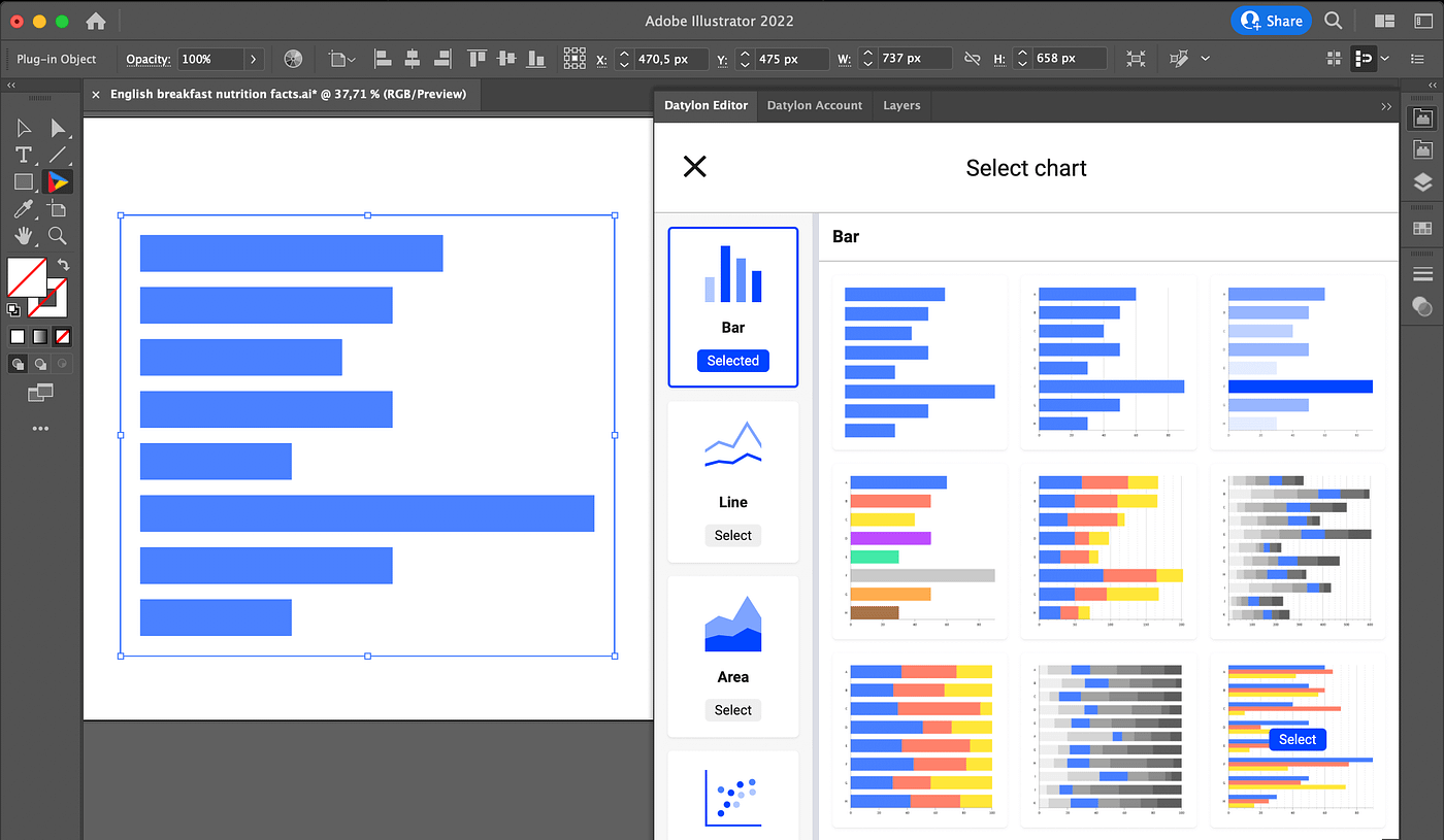 Learn how to make a fully editable, scalable and reusable bar graph design in Adobe Illustrator with Datylon.