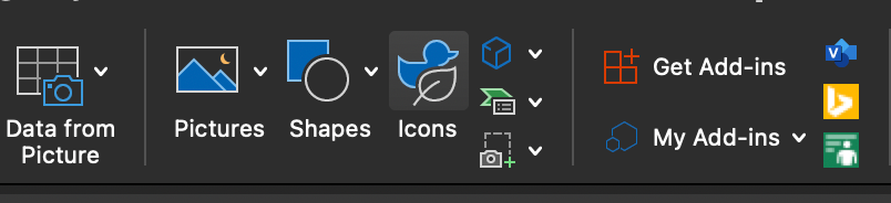 close-up of the icons menu