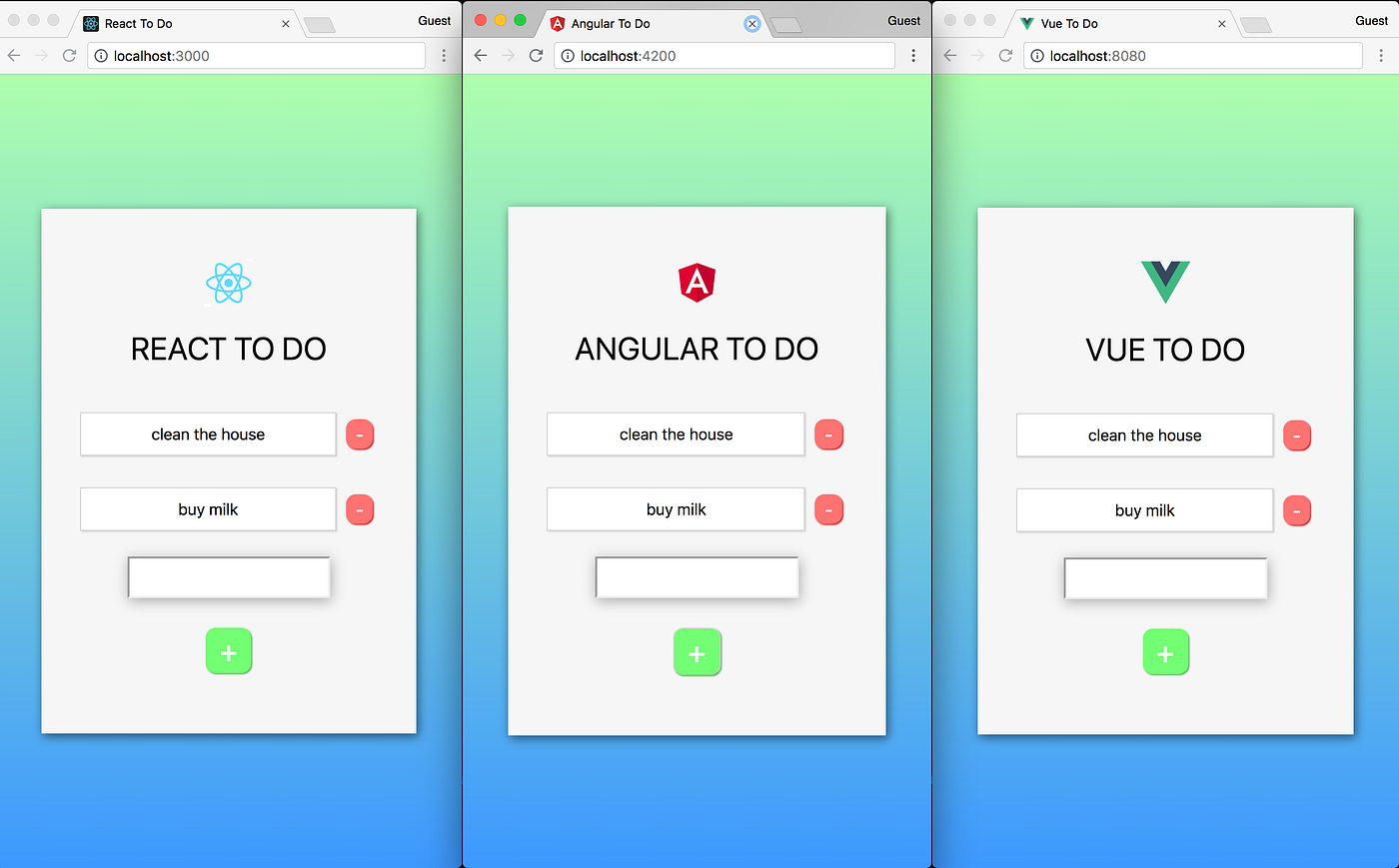 I created the same app in React and Vue (Part 2: Angular) | by Sam Borick |  JavaScript in Plain English