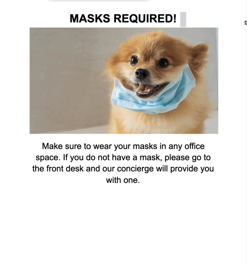 GIF of showing how to add alt text to a picture of a Pomeranian dog smiling with a mask on Google Docs.