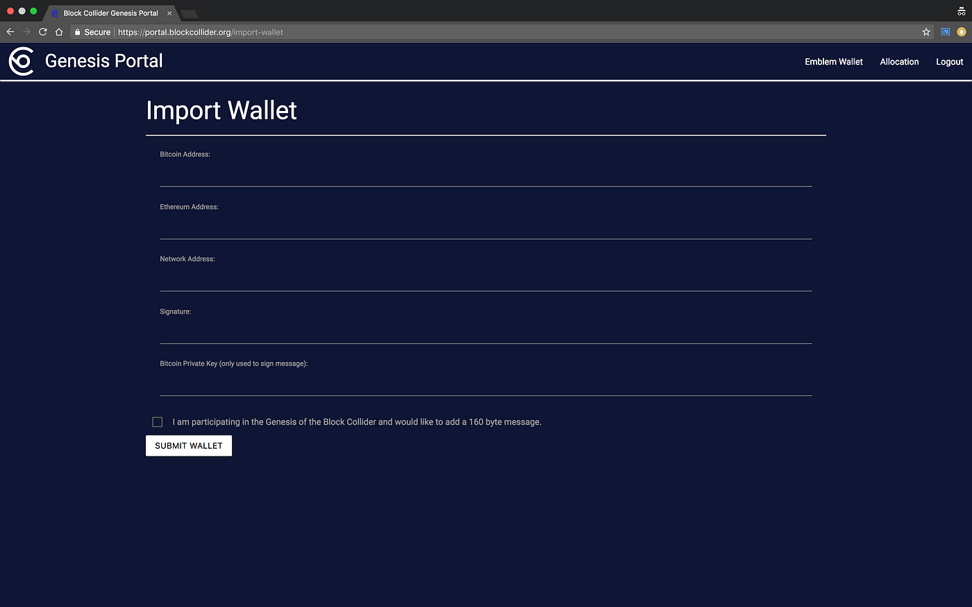 Creating A Wallet And Contributing In The Block Collider Genesis Event - 