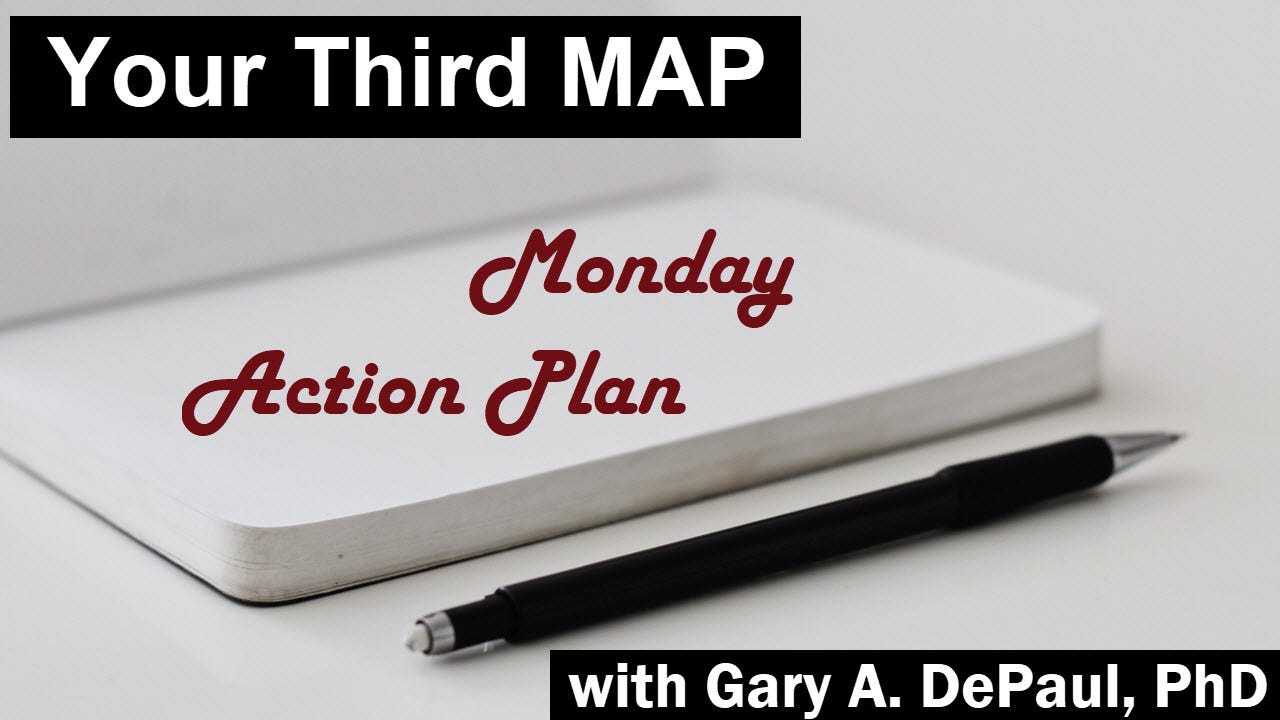 Image of a blank notepad and pen with the title text: Your third MAP with Gary A. DePaul, PhD