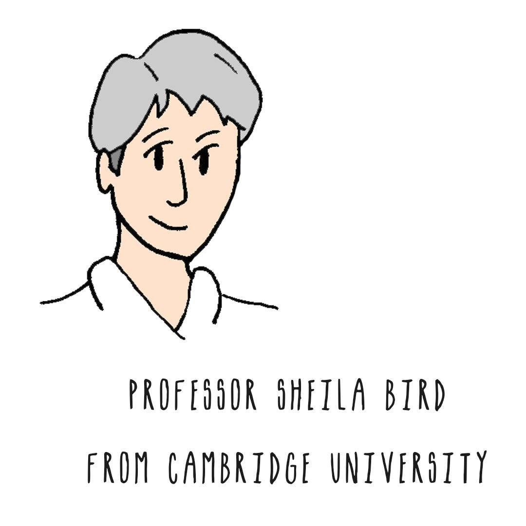 Image of a woman with silver hair: Professor Sheila Bird from Cambridge University.