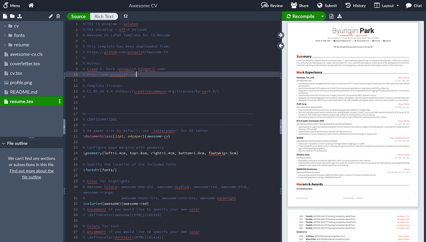 How to Create a Modern CV For FREE On Overleaf | by Alireza Imani | Medium