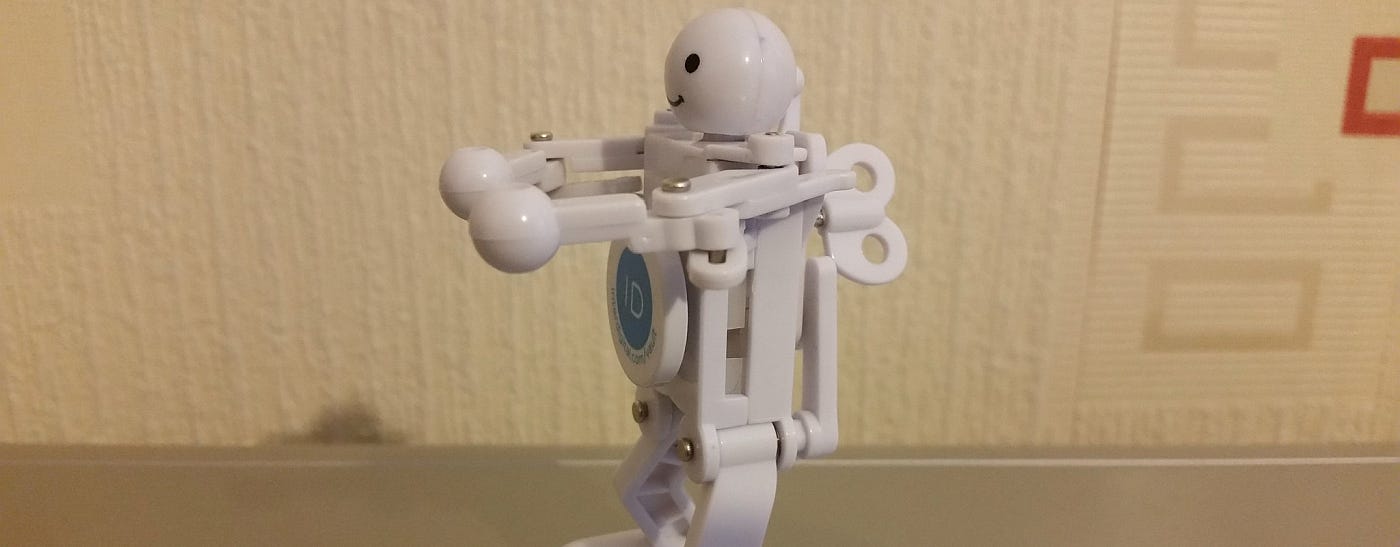 A clockwork toy robot