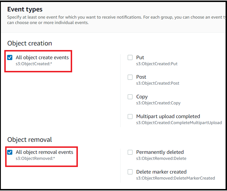 How to receive notifications for all changes in an S3 bucket by Dana