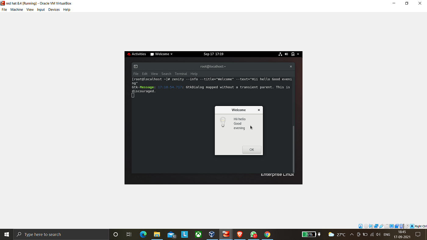 Zenity Linux Command and Its Various Dialog Box. by Tousif Inamdar