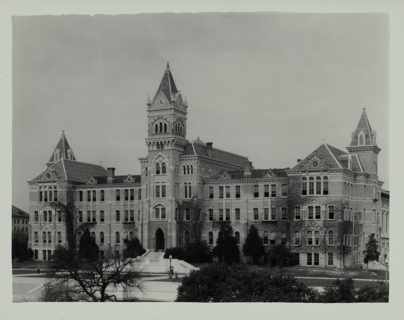 Picture of the first UT Austin campus building circa 1885.