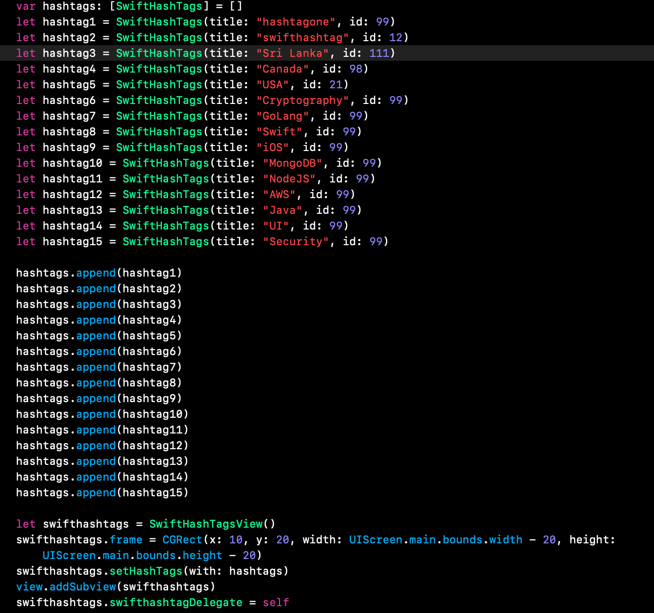 How to create Scrollable HashTags easily in Swift using SwiftHashTags