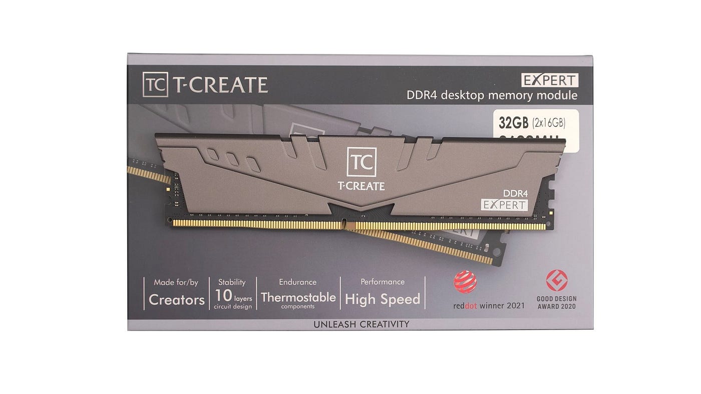 創作者記憶體T-CREATE EXPERT DDR4 3600MHz 32GB　外觀小巧超值價格