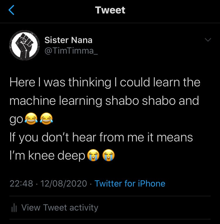 A tweet I posted about my Machine Learning study