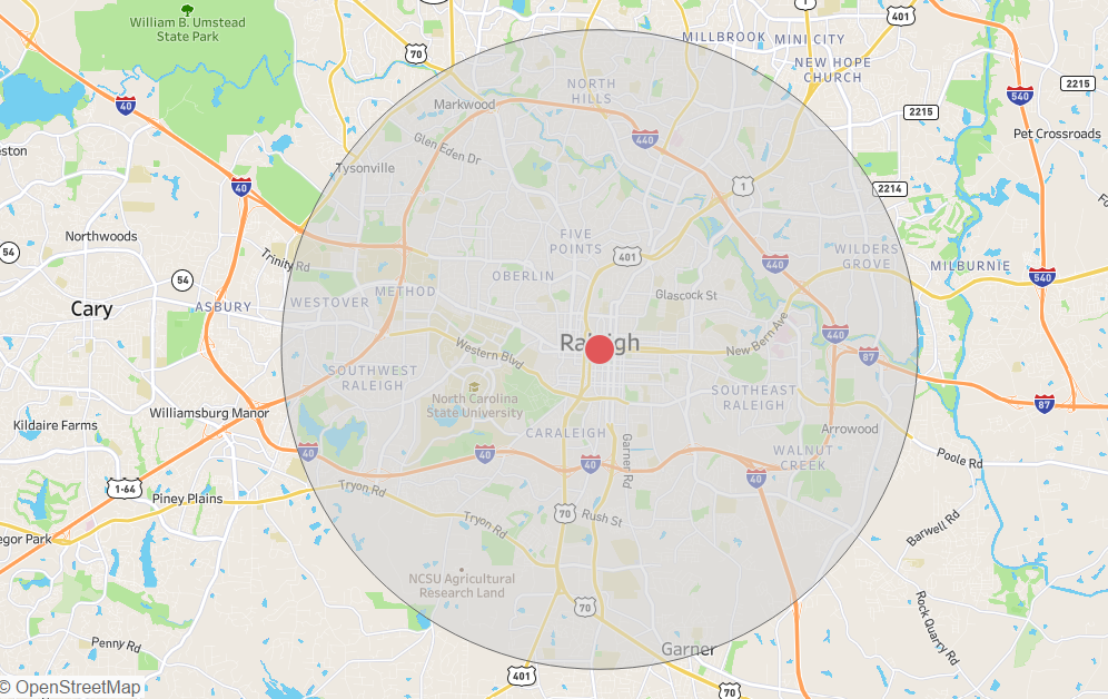 radius around a point map imbed