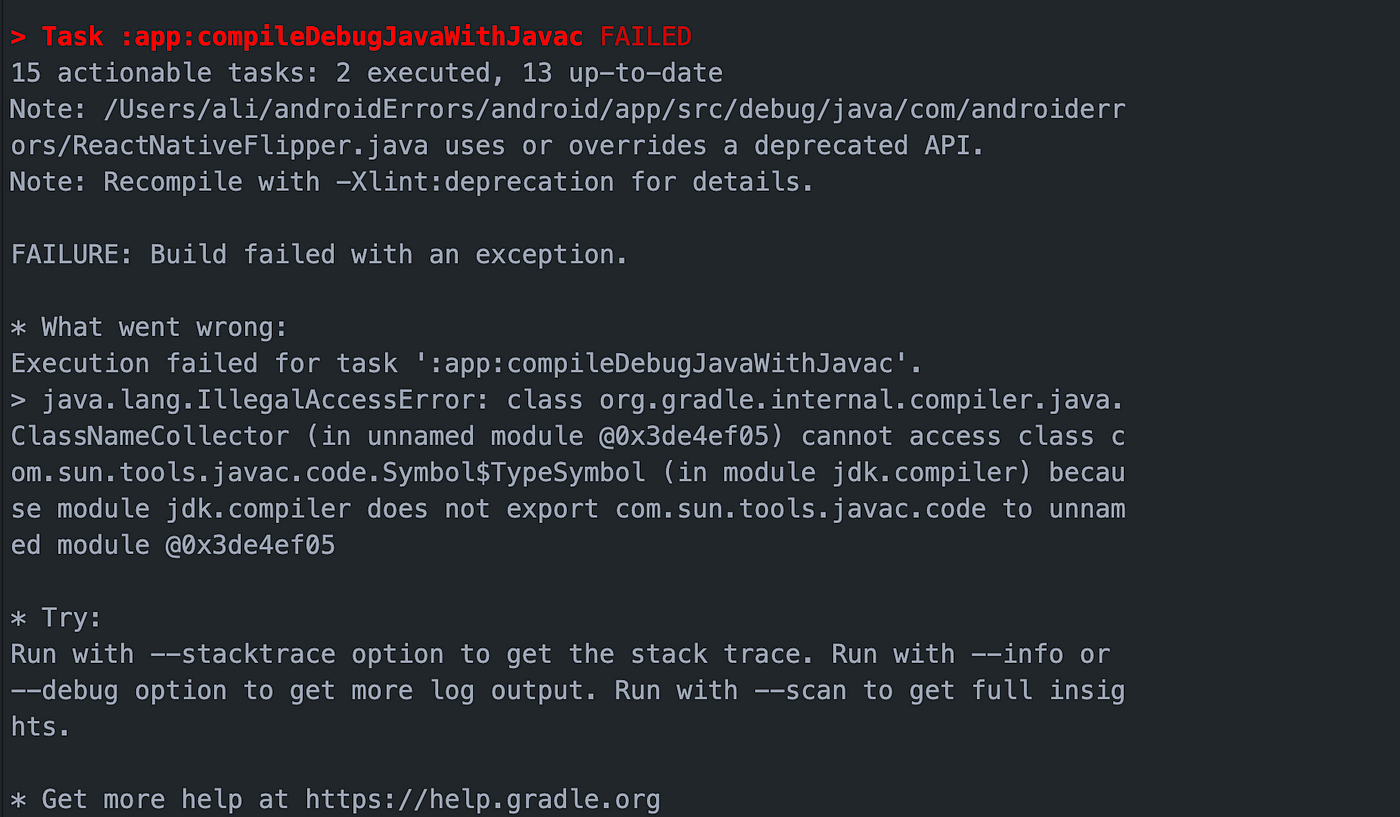 execution failed for task execution failed for task