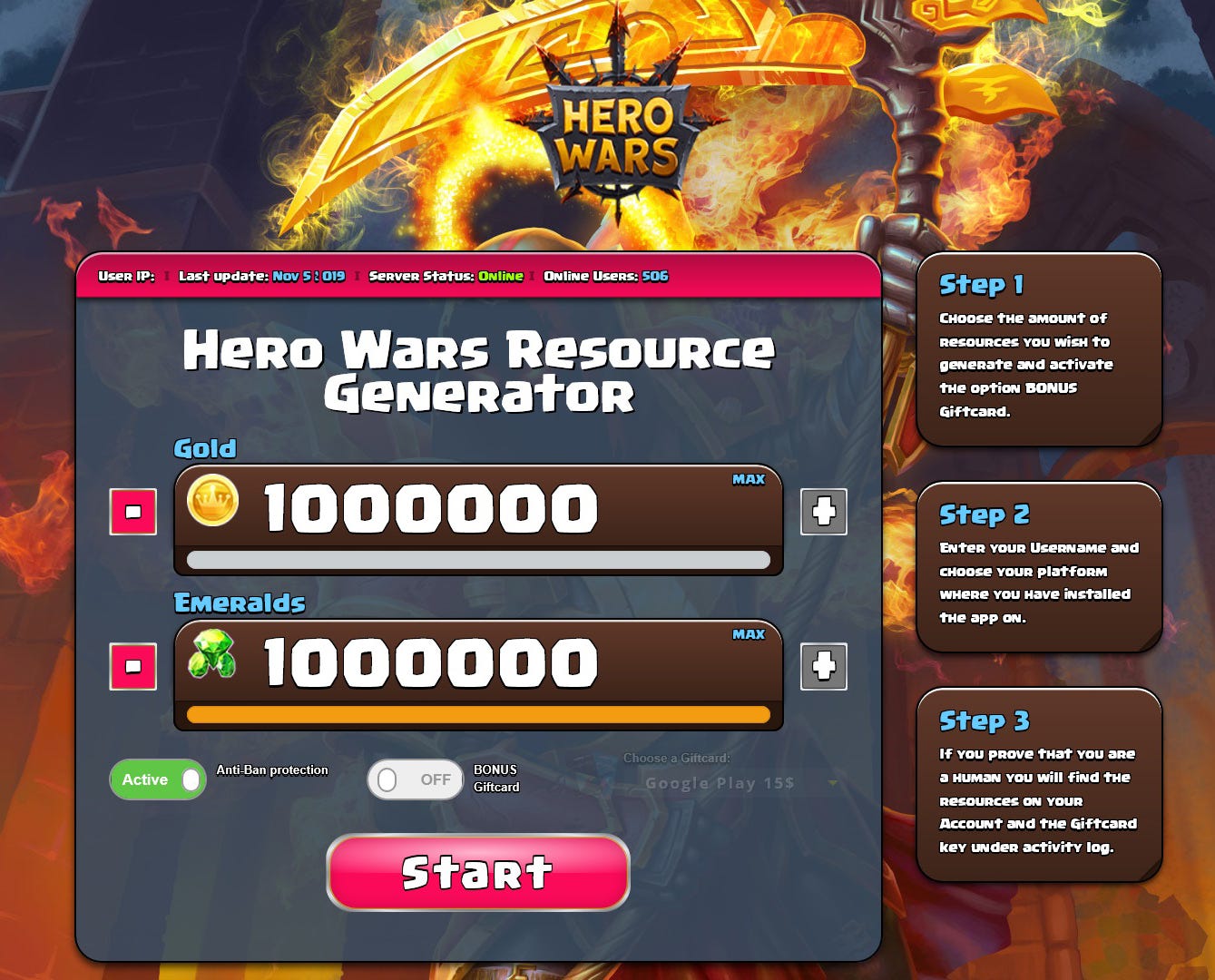Hero wars hack without offers