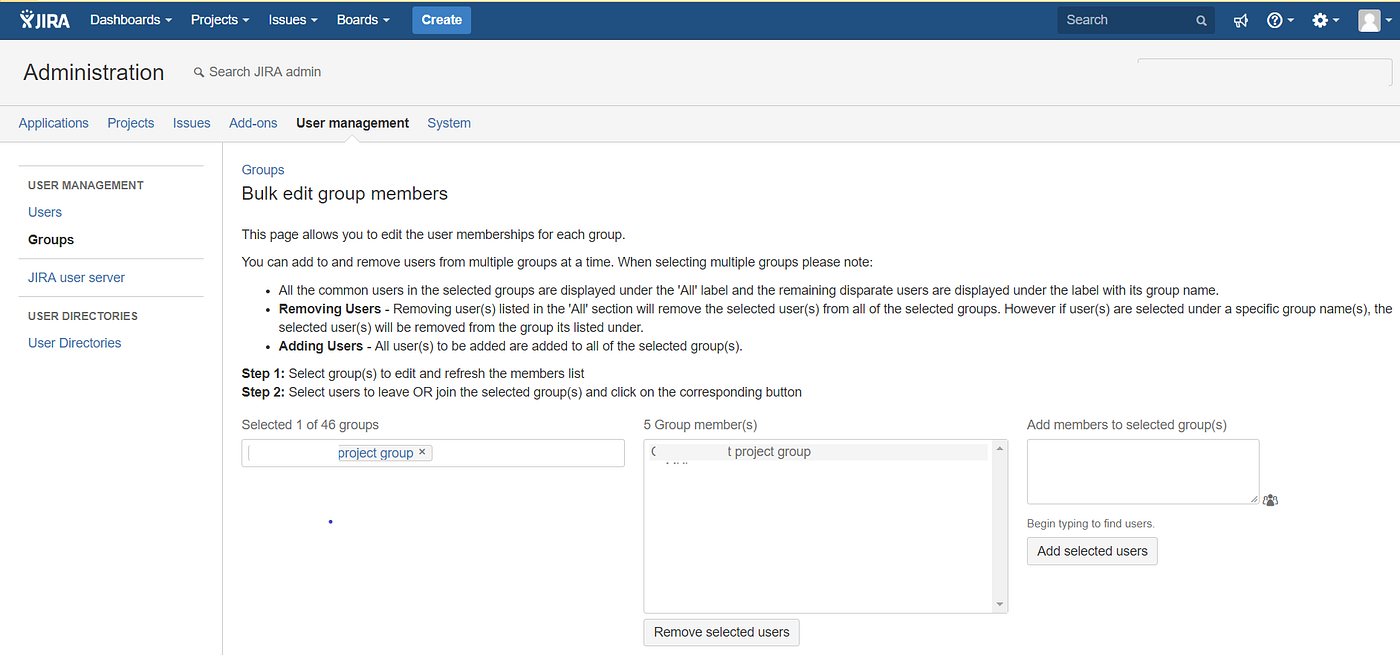 JIRA How to grant access on specific project to one or list of users