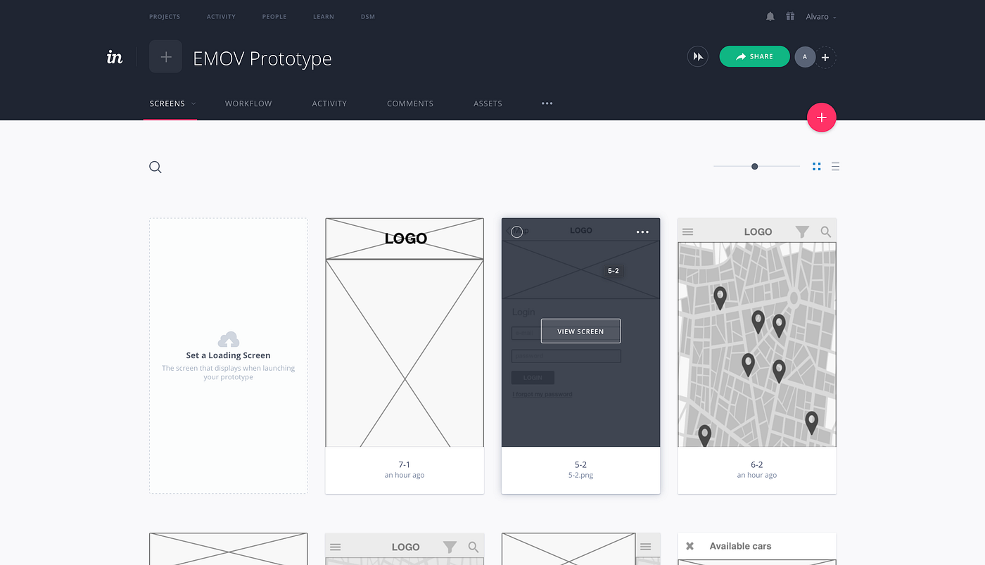 EMOV Prototype in InVision. Working with inVision is really easy… by