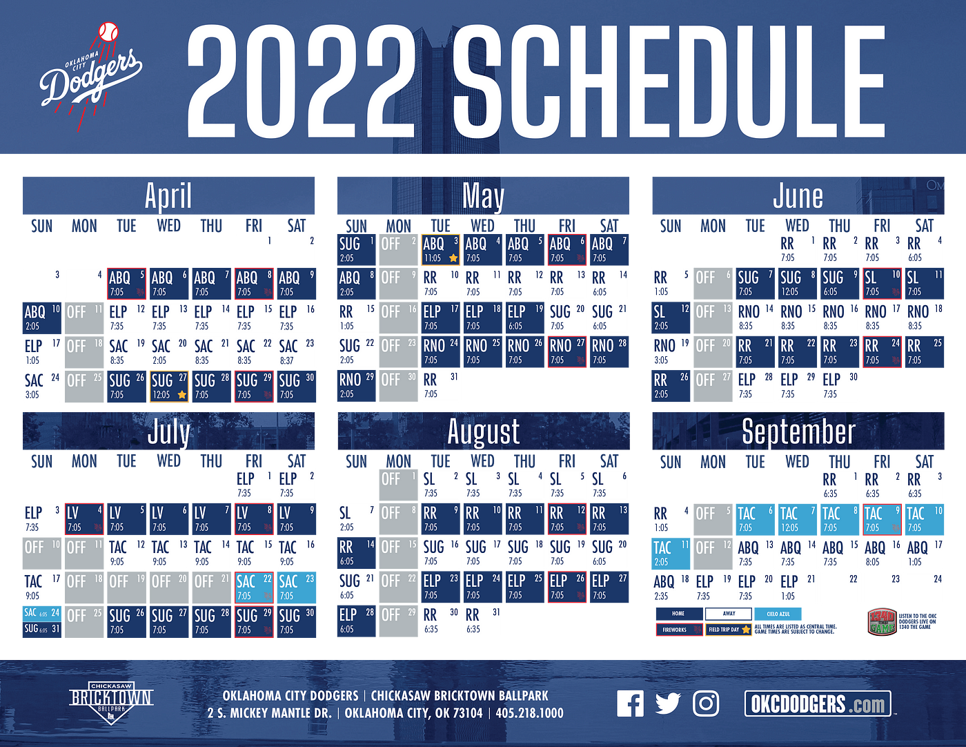 Okc Schedule 2022 2022 Game Times Unveiled. Complete 2022 Okc Dodgers Schedule… | By Lisa  Johnson | Beyond The Bricks | Jan, 2022 | Medium