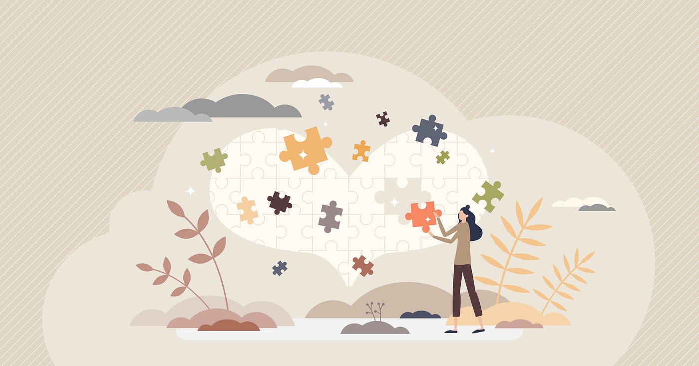 Illustration of a person practicing self-healing in pursuit of personal growth.