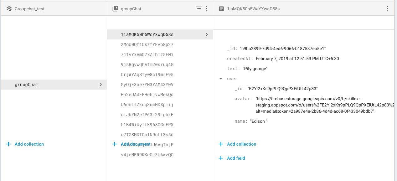 Structure firestore chat Migration of