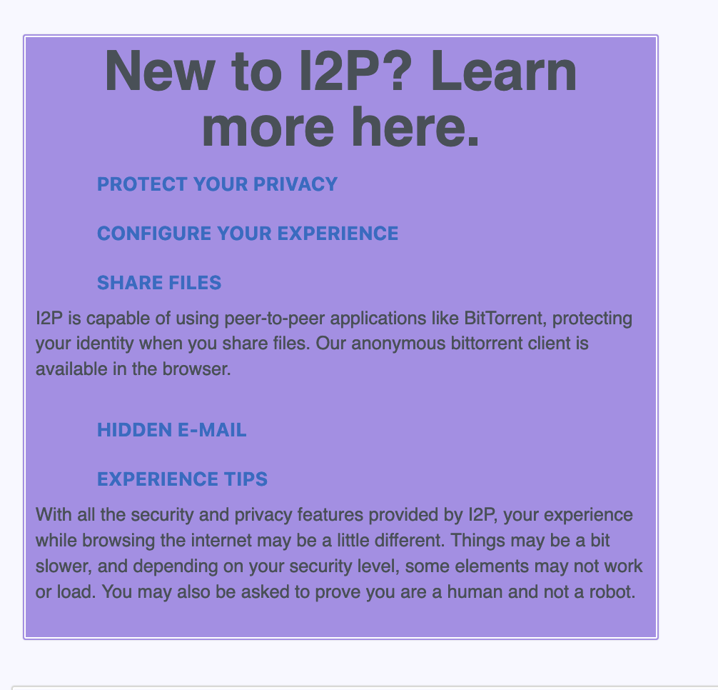 I2P in Private Browsing Mode