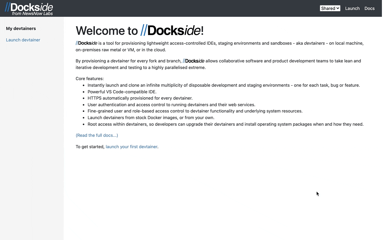 Introducing Dockside a new opensource online IDE NewsNow Labs